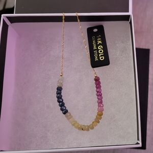 Genuine stone bracelet with pull clasp